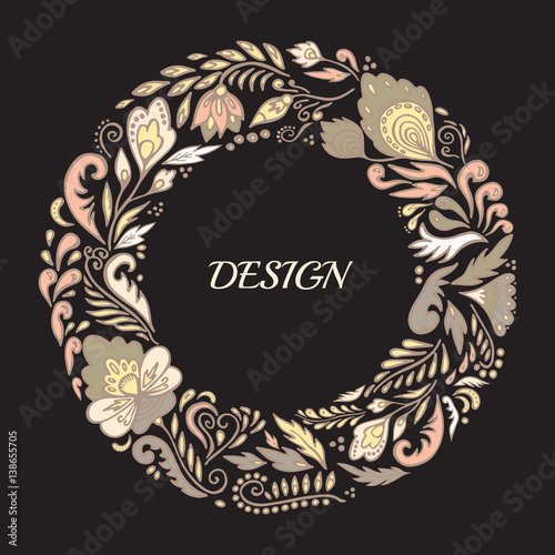 stock vector abstract hand draw flower and wave, doodle pattern. oriental or arabic art background