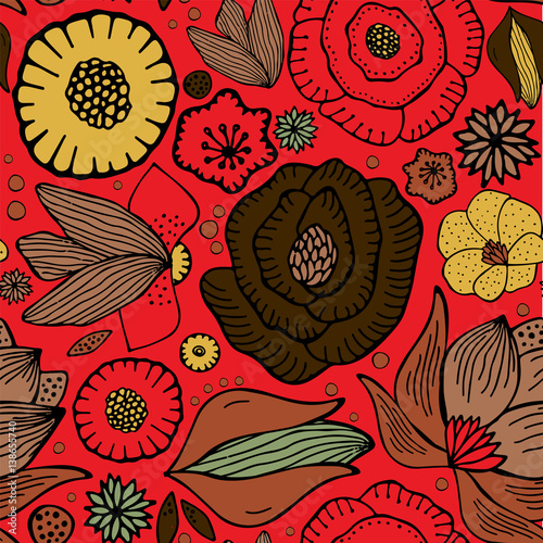 stock vector seamless flower, doodle pattern. abstract art background