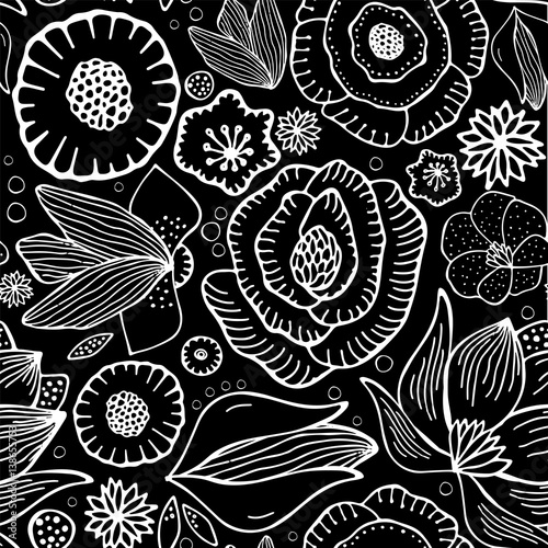 stock vector seamless flower, doodle pattern. abstract art background