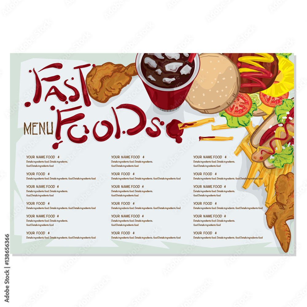 menu fast food drawing graphic design objects template Stock Vector ...