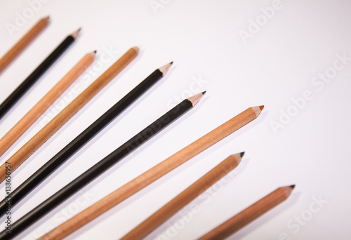 Set of professional pencils on the table