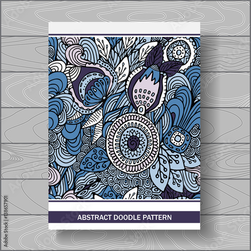 stock vector doodle floral poster. hand draw pattern.