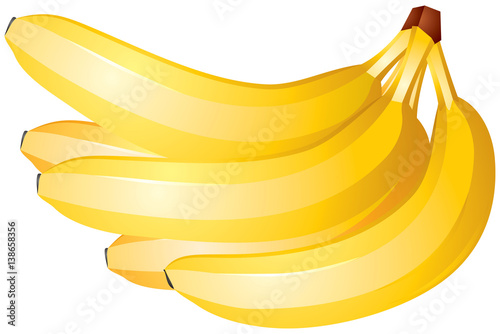 Banana tropical fruit realistic vector illustration, slot machine symbol