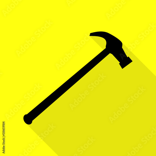 Saw simple Icon. Black icon with flat style shadow path on yellow background.