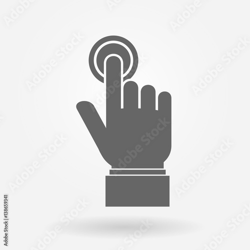 Hand pushing or pressing the button hand sign icon
