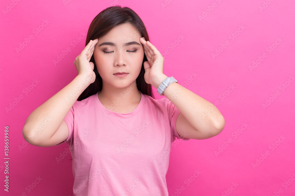 Woman has headache Woman has headache
