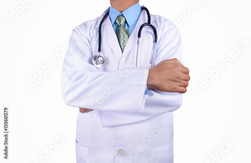 Doctor with stethoscope isolated on white background