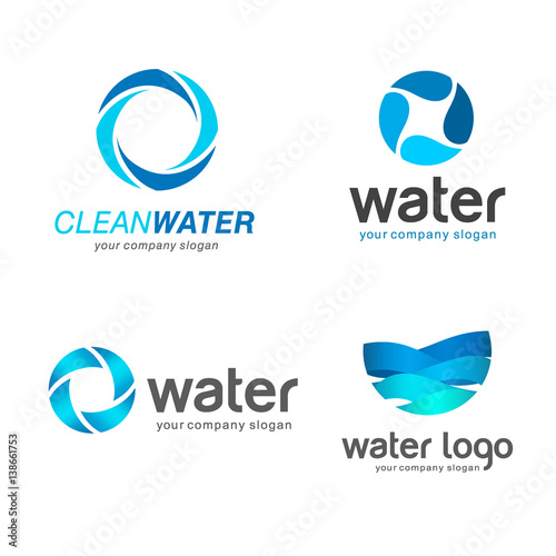 Set of vector logos. Sign for cleaning pipes and sewage systems, water filters. Clean water  