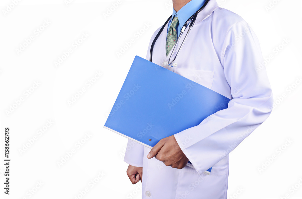 Doctor with stethoscope isolated on white background
