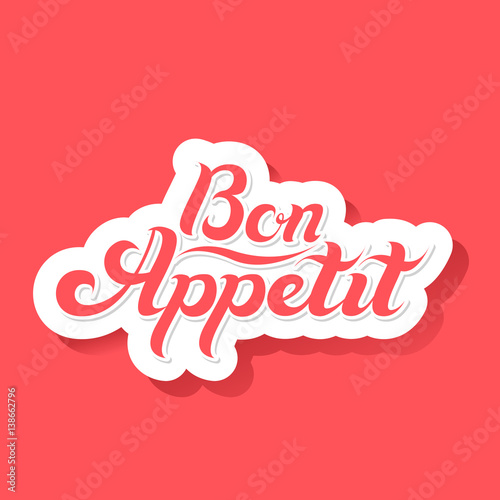 handwritten phrase bon appetit, vector illustration