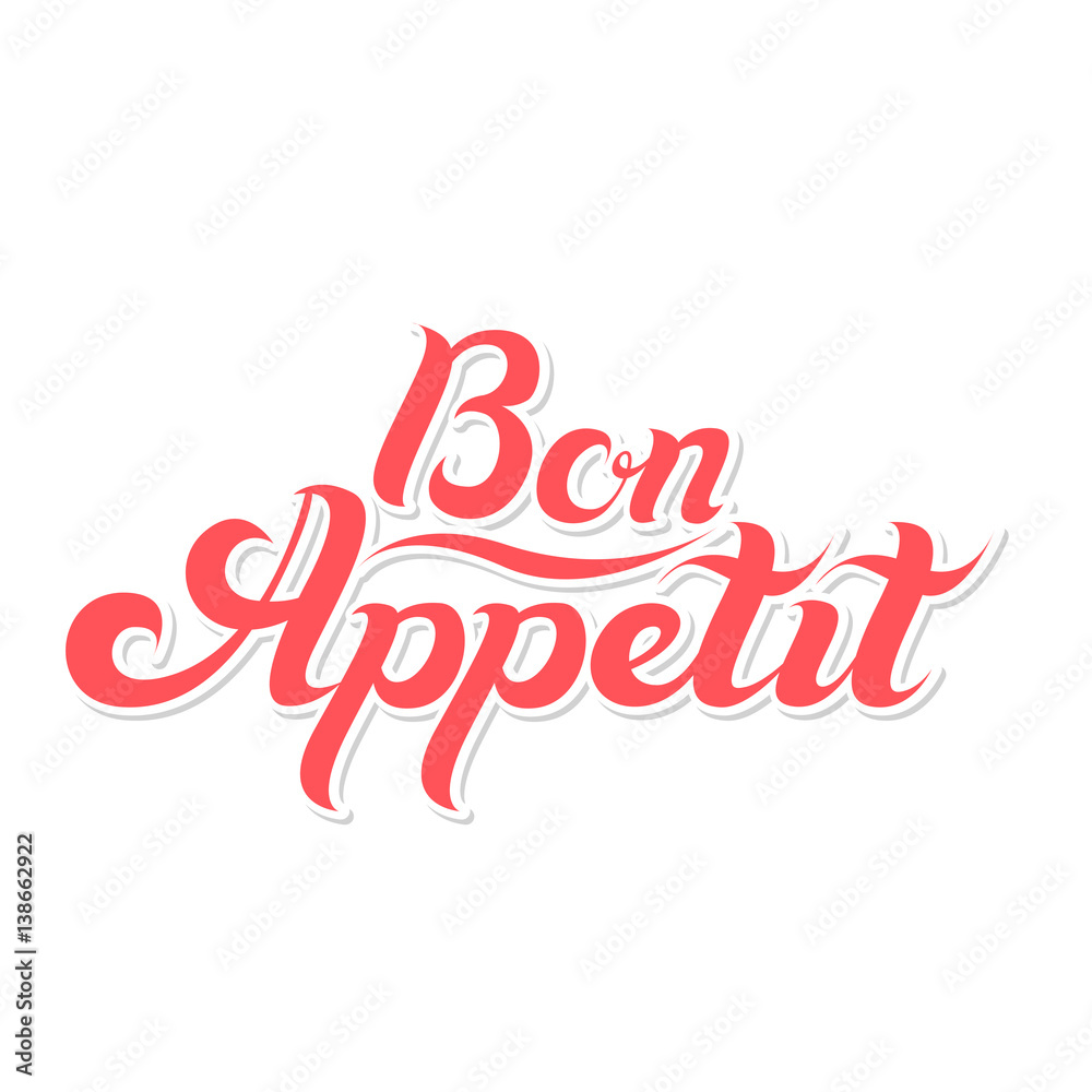 handwritten phrase bon appetit, vector illustration