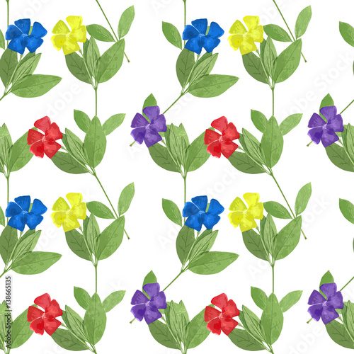 Periwinkle. Seamless pattern texture of flowers. Floral background  photo collage