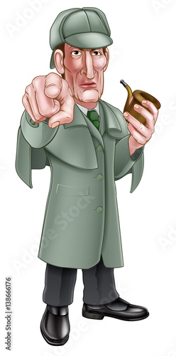 Pointing Sherlock Holmes Cartoon
