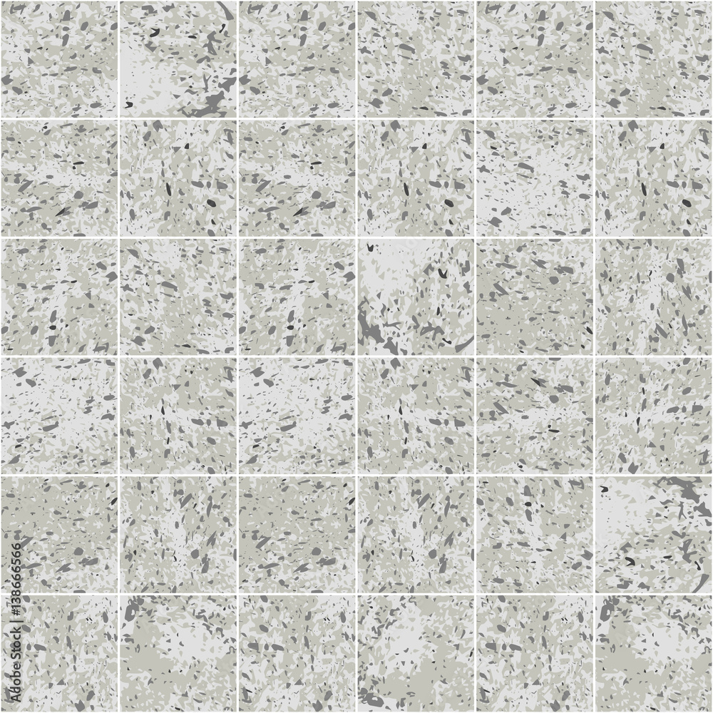 Naklejka premium Concrete square tile grey grunge texture seamless pattern, vector