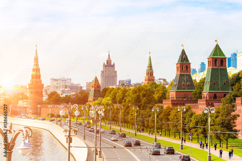 Fototapeta premium Kremlyovskaya embankment in Moscow