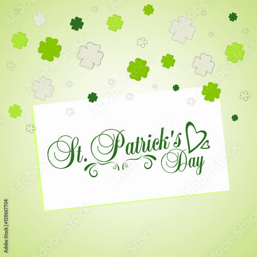 Typographic map dedicated to St. Patrick s Day with green elements and symbols of the holiday as postcard  background  business cards
