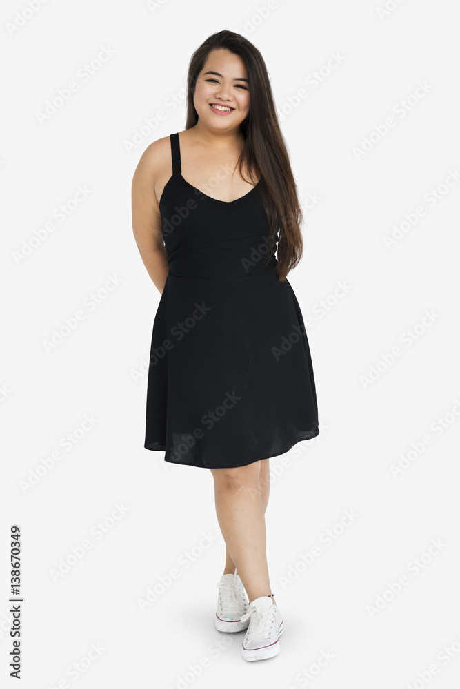 Asian Girl Posing Joyful Pretty Standing Studio Concept Asian Girl Posing Joyful Pretty Standing Studio Concept