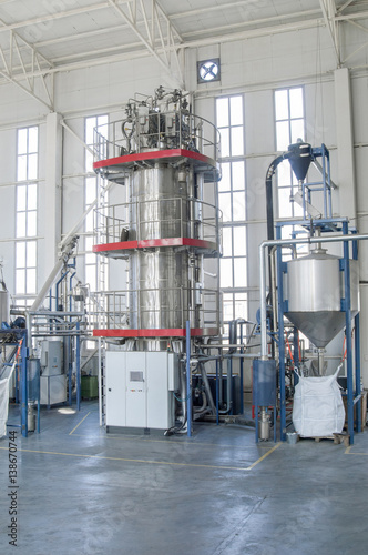 factory for the production of pet plastic granules. plant of PET granules