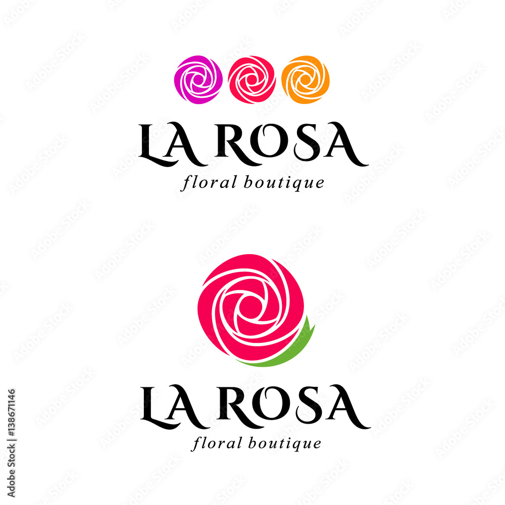 Beautiful logos with rose for flower shop or beauty salon. La Rosa Stock  Vector | Adobe Stock