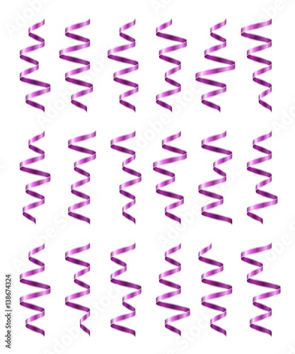 Ribbons set of various isolated forms. Colorful serpentine. Celebration confetti swirls