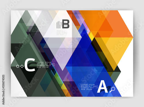 Abstract background with color triangles, annual report print backdrop