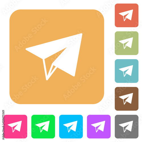 Paper plane rounded square flat icons