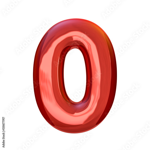 Red digits made of inflatable balloons isolated on white background. 3D rendering