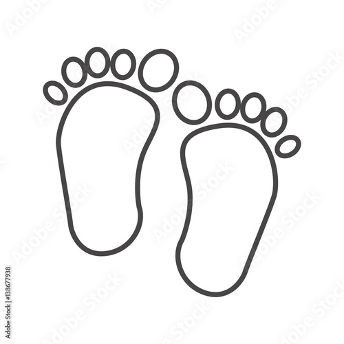 silhouette baby paint footprint icon vector illustration