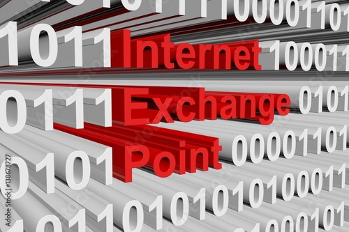 internet exchange point in the form of binary code, 3D illustration