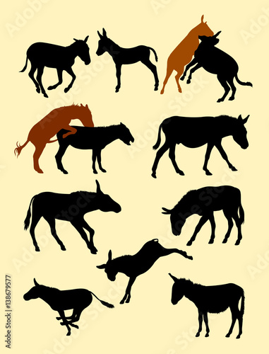 Donkeys silhouette. Good use for symbol, logo, web icon, mascot, sign, or any design you want.