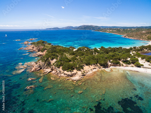Aerial  view  of Palombaggia beach in Corsica Island in France