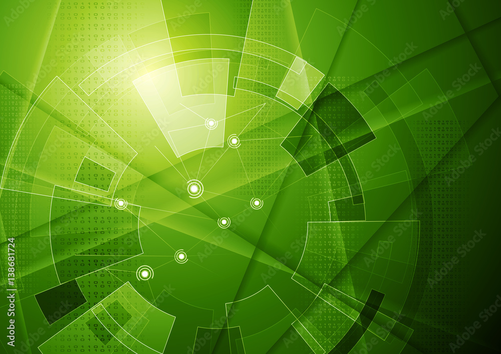 Obraz premium Green tech geometric technology background