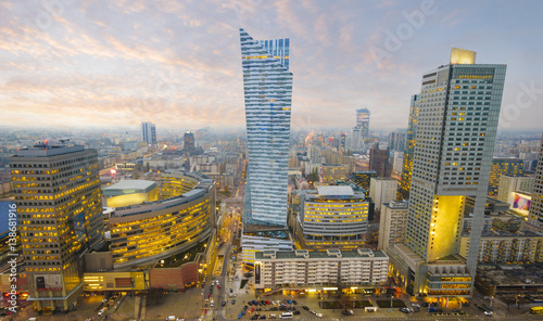Warsaw city with modern skyscraper