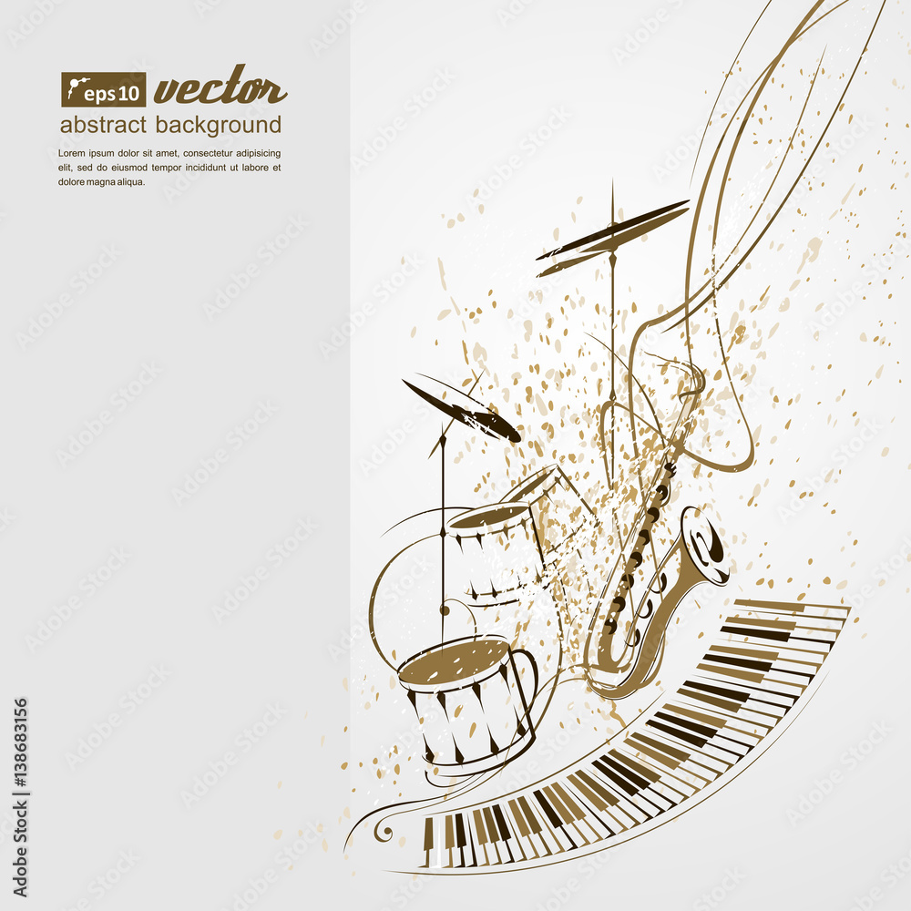 Fototapeta premium Music. Notes, lines, musical instruments.