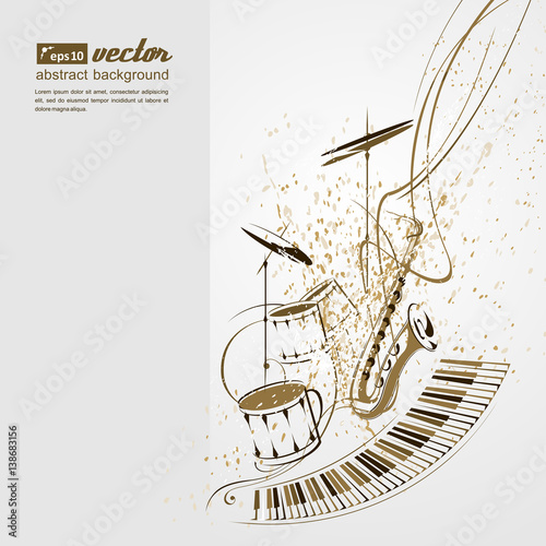 Music. Notes, lines, musical instruments.