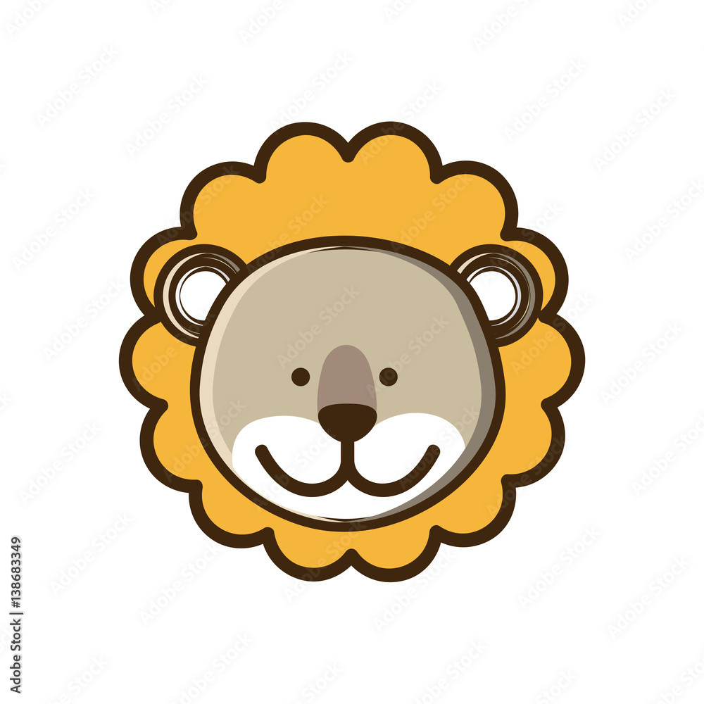 Obraz premium colorful picture face cute lion animal vector illustration