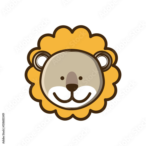Fototapeta Naklejka Na Ścianę i Meble -  colorful picture face cute lion animal vector illustration