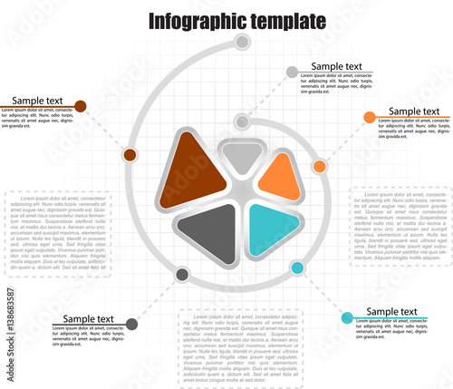 Spiraling  circle infographic template 5 steps. Cell background, space for comments, inscriptions outside the graph. For presentation and design concept. Vector illustration.
