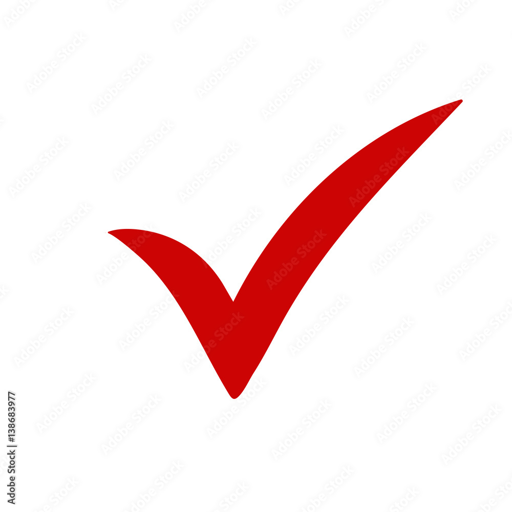 Red tick. Red check mark. Tick symbol, icon, sign in red color. Done. Stock vector Stock Vector | Adobe Stock