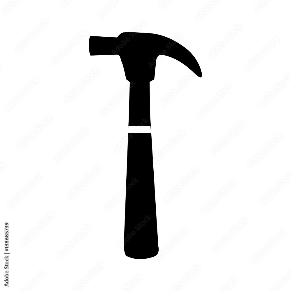 black silhouette with hammer tool vector illustration black silhouette with hammer tool vector illustration