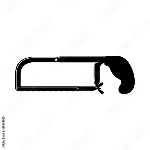black silhouette with hacksaw tool vector illustration