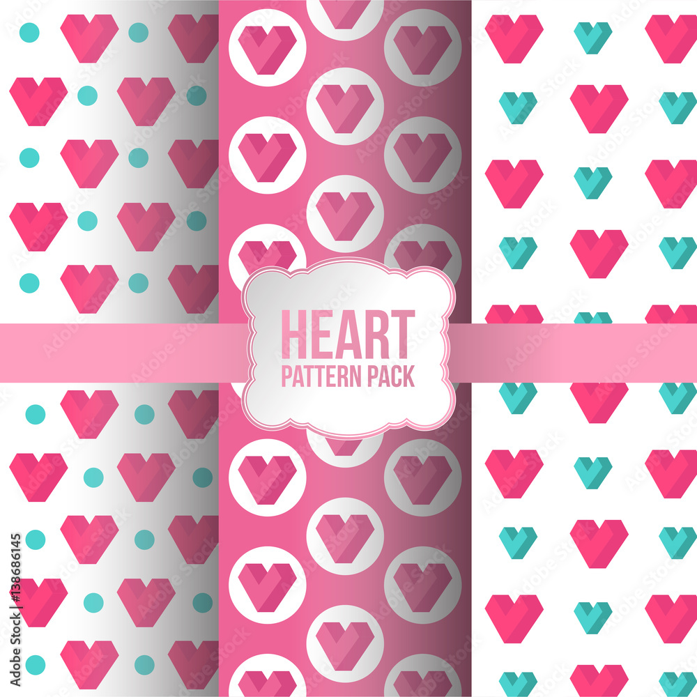 Heart pattern pack. Vector illustration.