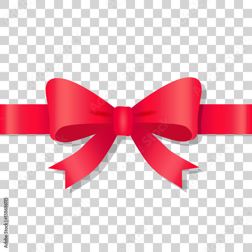 Red bow icon on Transparent Background. Holiday