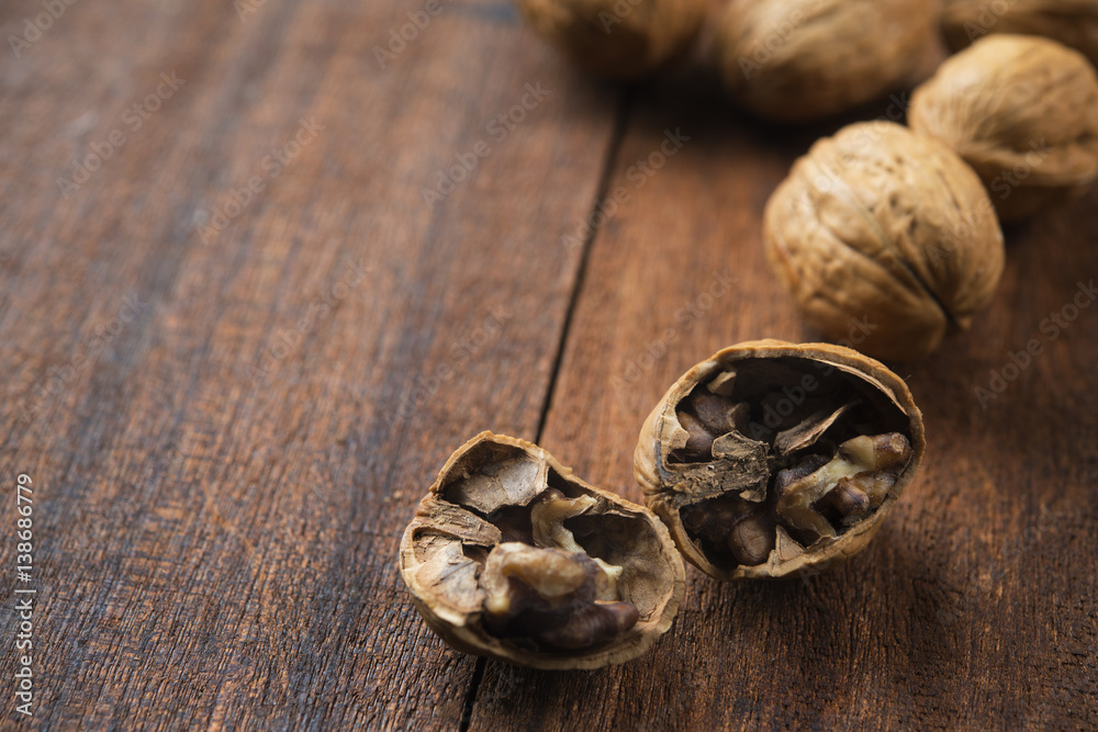 Cracked walnuts shell Cracked walnuts shell