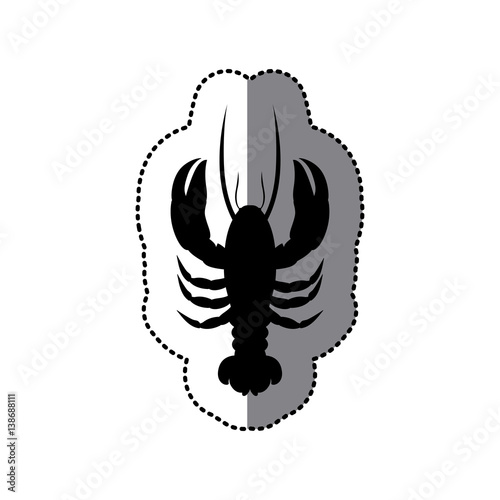 sticker black silhouette graphic with lobster vector illustration