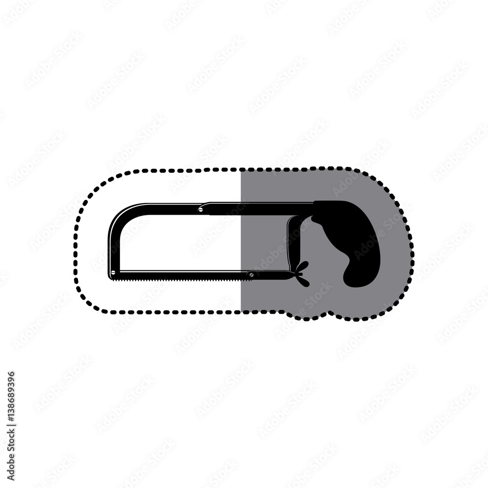sticker black silhouette with hacksaw tool vector illustration sticker black silhouette with hacksaw tool vector illustration