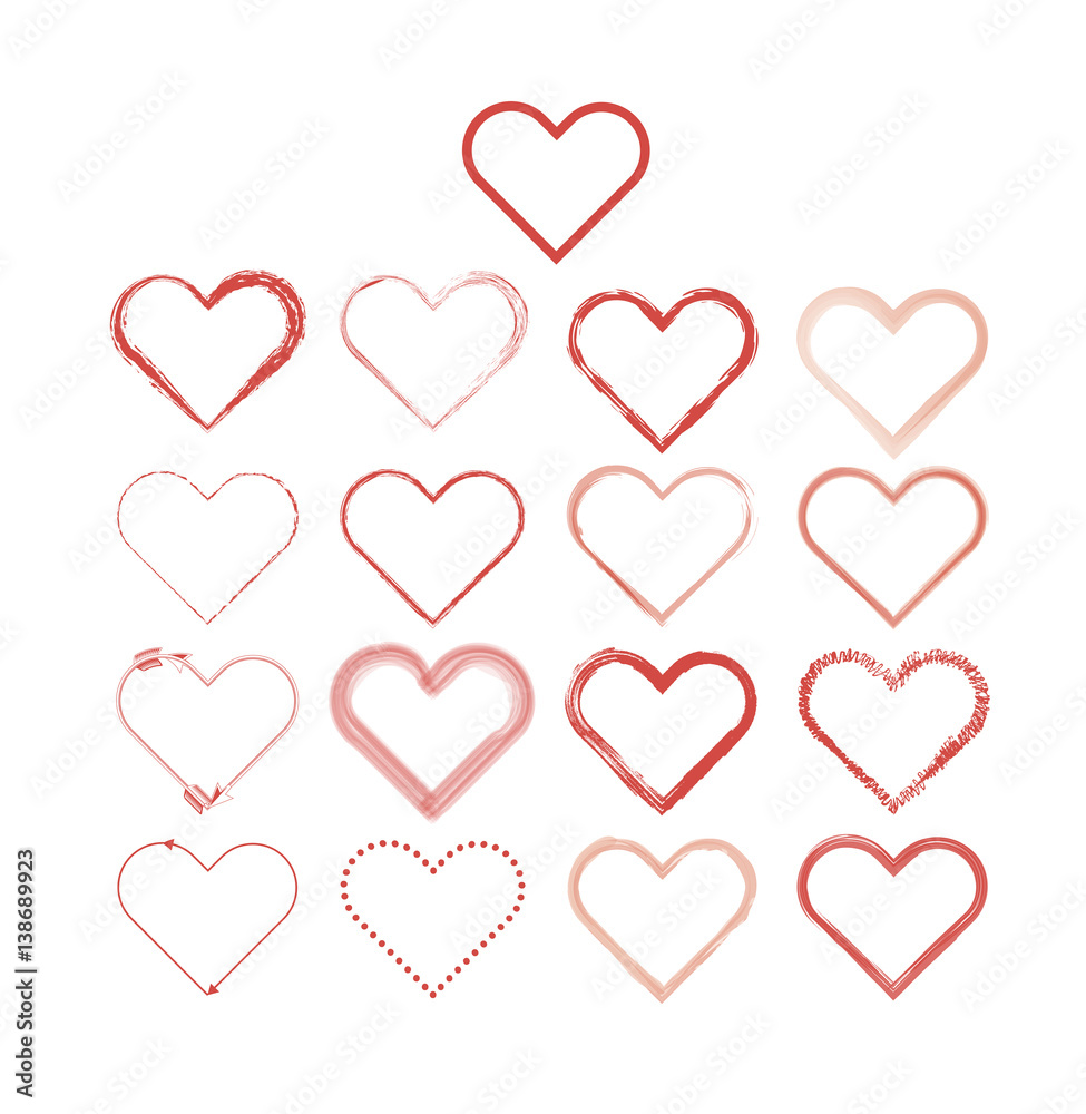 Heart love set vector