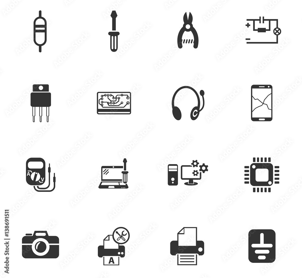 electronics repair icon set electronics repair icon set