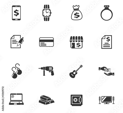pawn shop icon set