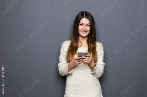 young woman with phone photo